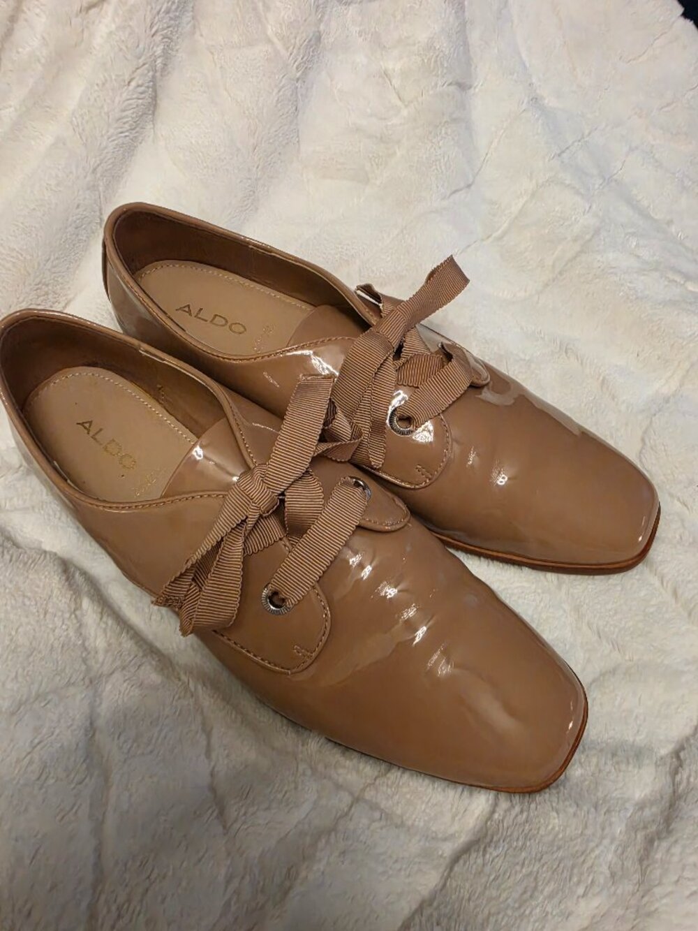 Tan Patent Leather Flats